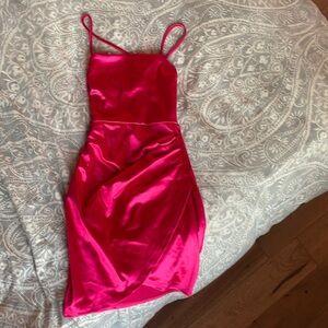 Windsor hot pink extra small satin crisscross dress